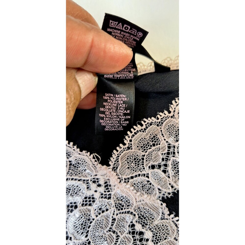 VICTORIA'S SECRET Black‎ Satin Lace Chemise Sz L Dark Romantic Fairy Grunge - Picture 4 of 10